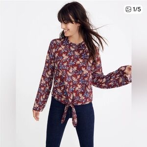 Madewell Floral Bell-Sleeve Tie Top -